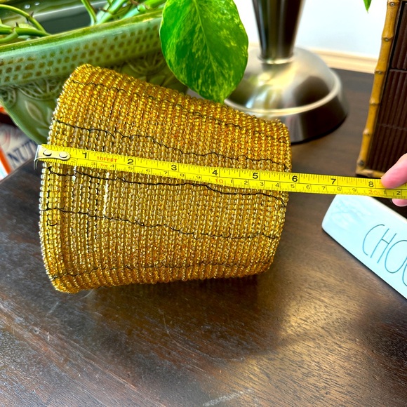 Beautiful Vintage Beaded Amber Glass Lampshade! - Picture 8 of 9